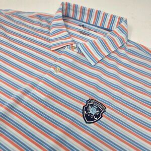 Peter Millar Seaside Striped Short Sleeve Polo Shirt Men's Large L